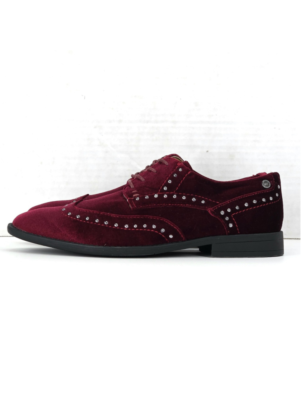 Mens Velvet Studded Dress Shoes Red RW Robert Wayne Giles 609 Size 8.5